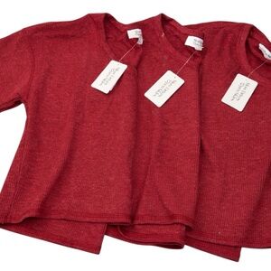 NWT Bundle of 3 Slow Dinners Open Skies Rust Waffle Knit Crop Top Bundle XS S M